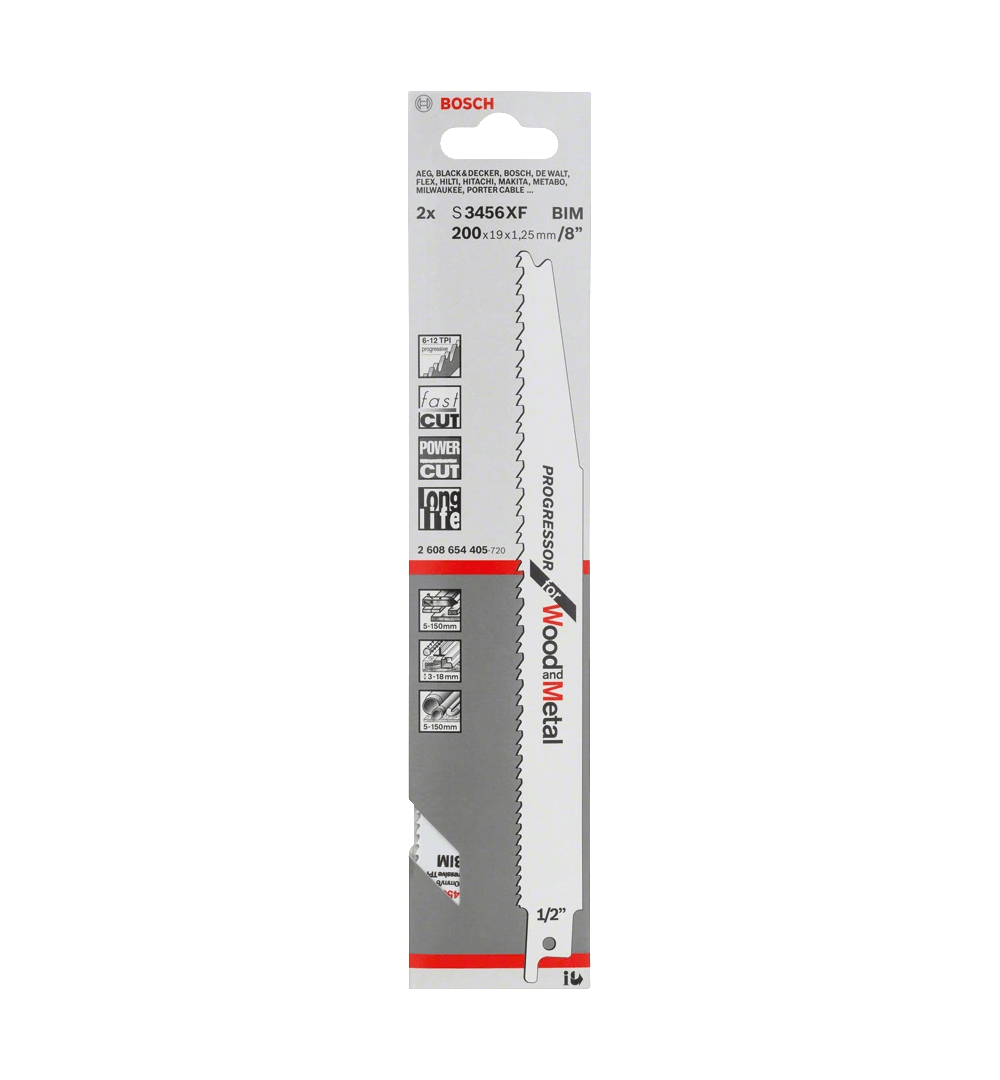 200mm 6-12TPI Wood & Metal Reciprocating Saw Blade S3456XF by Bosch