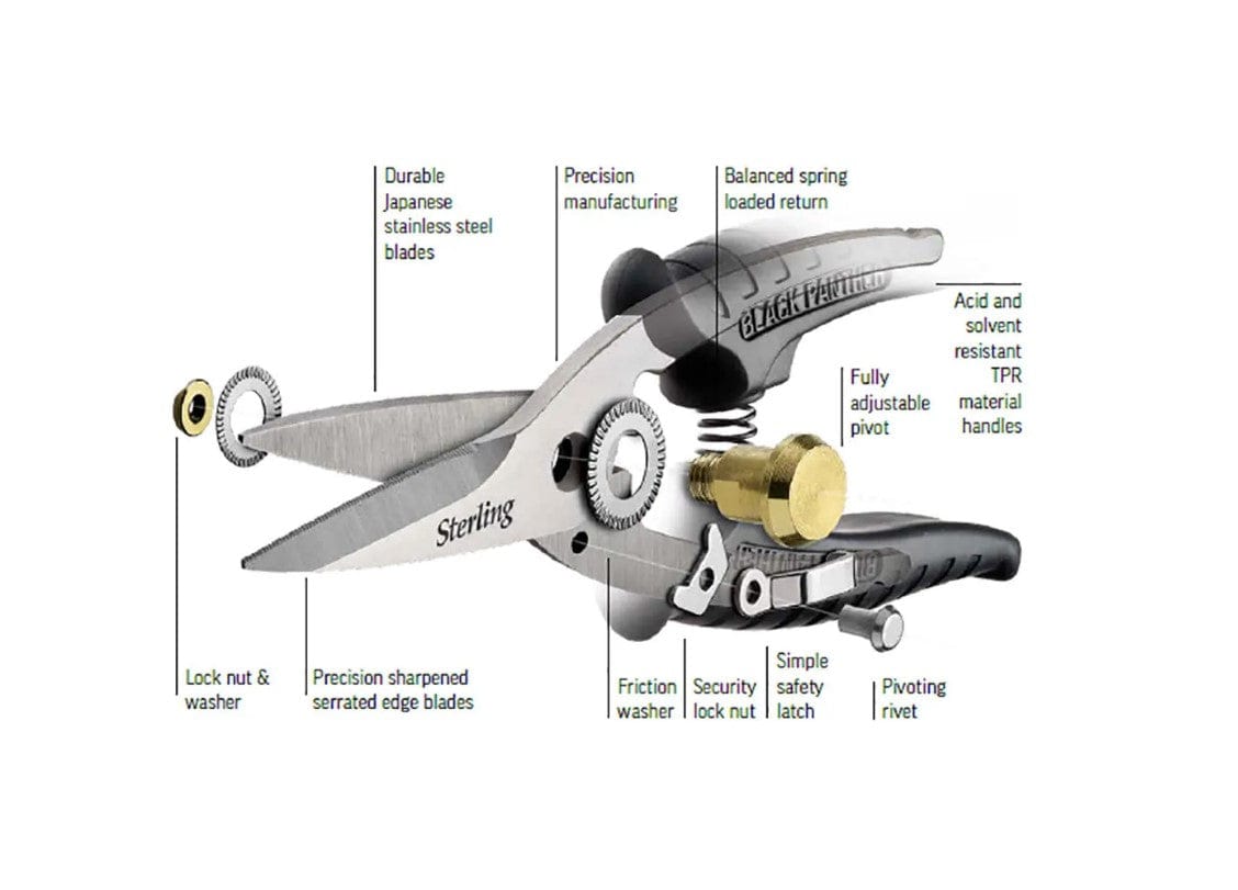 200mm Black Panther Stainless Steel Industrial Snips 29-700 by Sterling