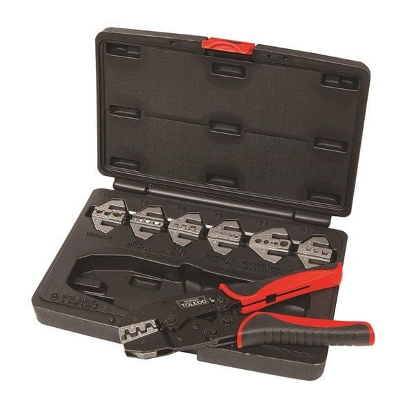 Ratcheting Crimping Plier Kit - Multi Head 302018 by Toledo