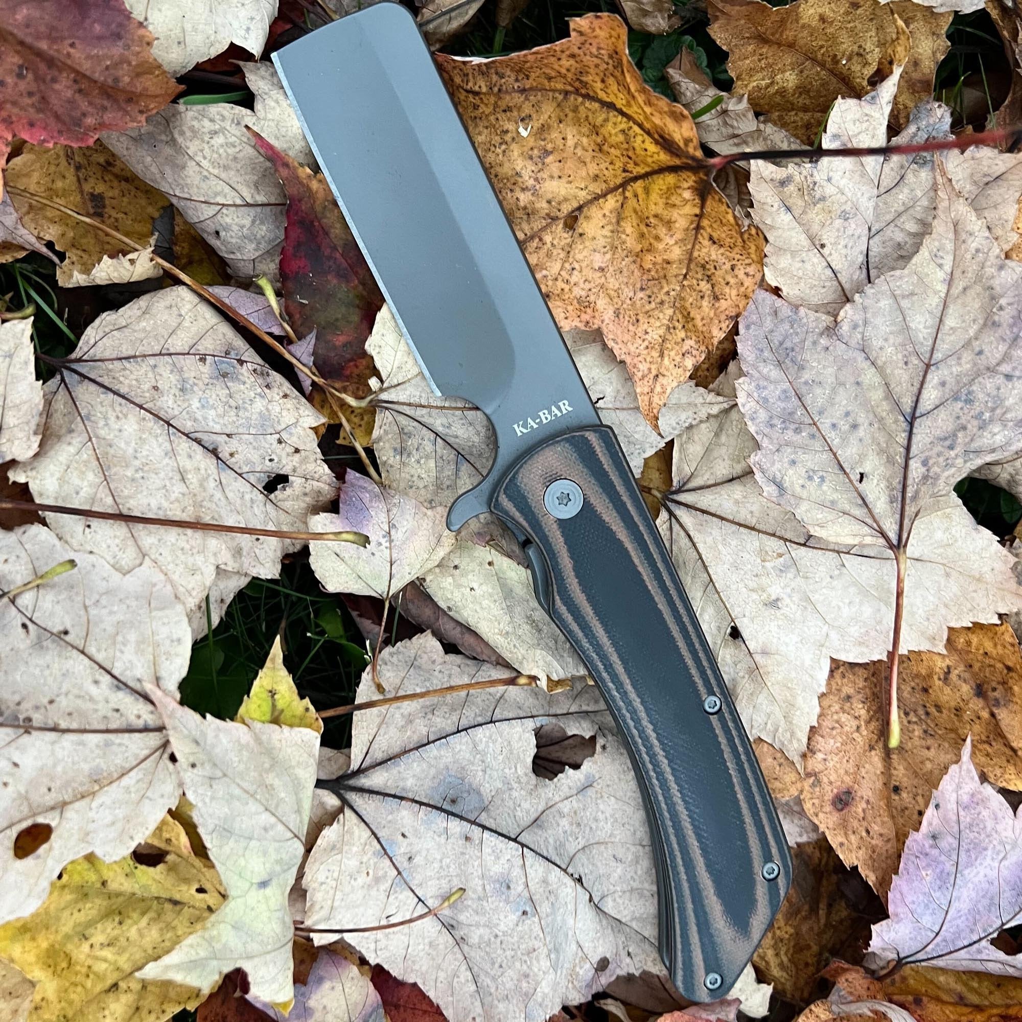 AOS Mark 98-R Liner Lock Flipper Folding Knife Black/Brown G-10 Cleaver KA-BAR 3067
