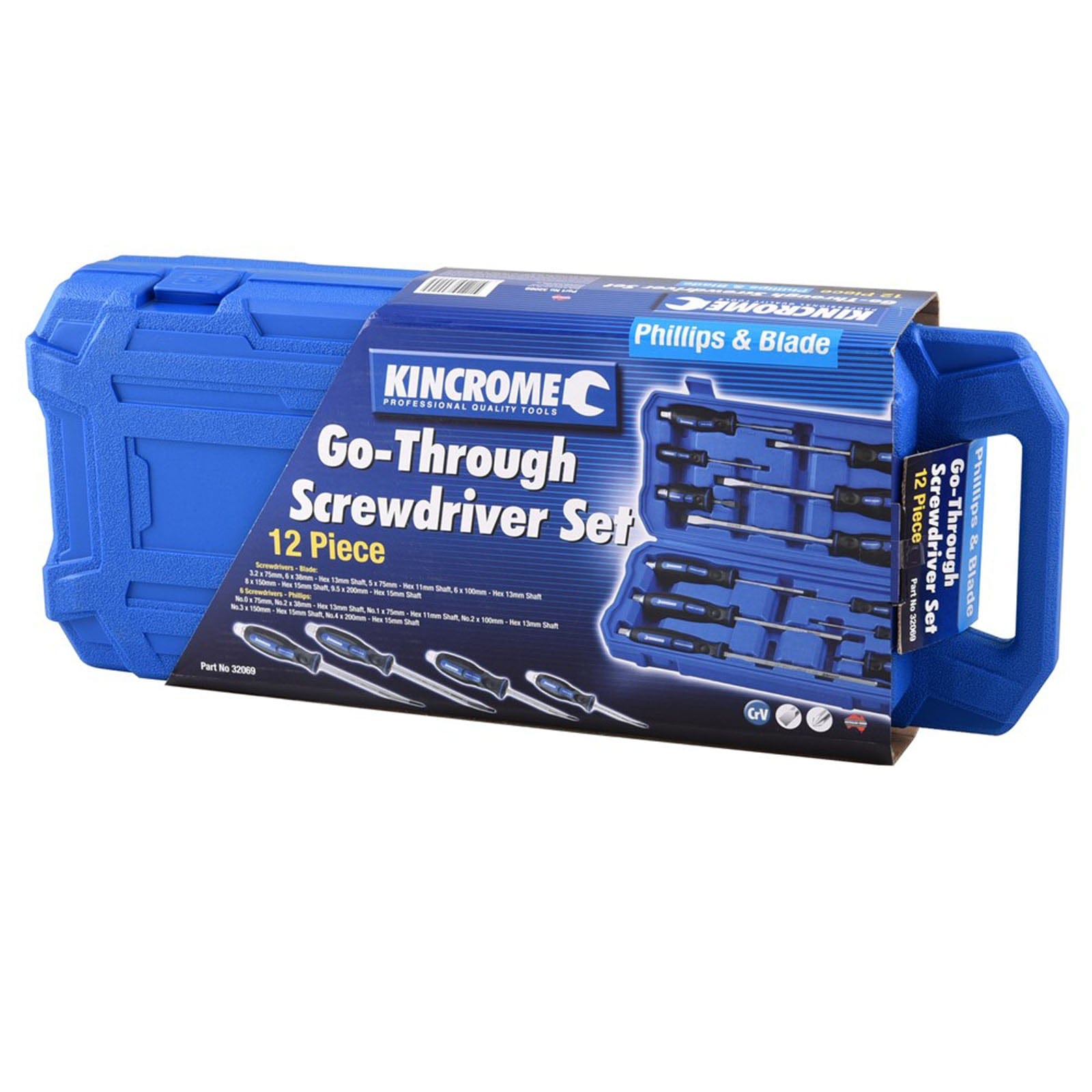 12Pce Go Through' Screwdriver Set 32069 by Kincrome