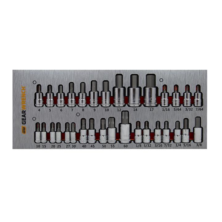 GEARWRENCH 1/4”, 3/8” & 1/2” Drive Hex and Torx® Bit 32Pce Set EVA Tool Tray (With Tools) 83994