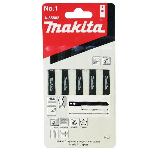 5Pce Metal Cutting Jigsaw Blades No. 1 A-85802 by Makita