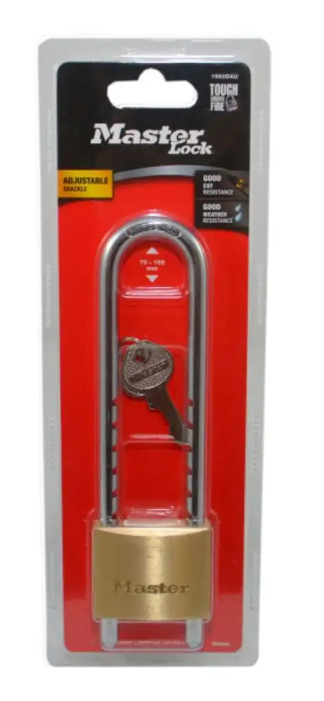 Master Lock 50mm Diamond Brass Padlock with 70-160mm Adjustable Shackle 1950DAU