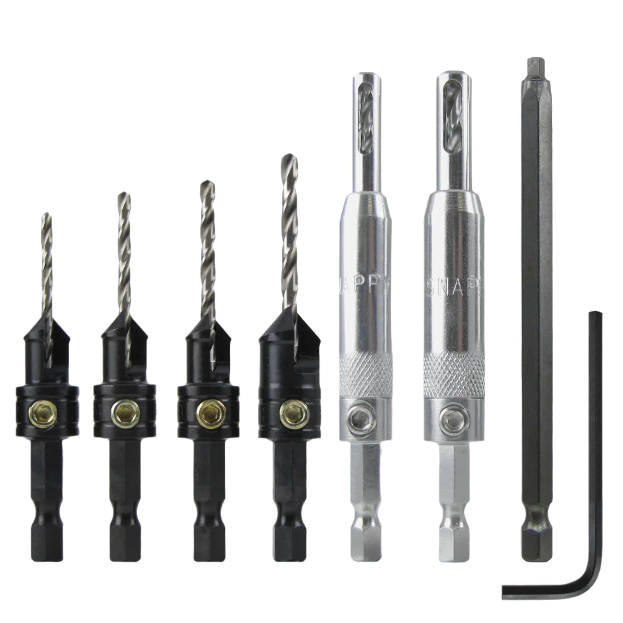 Snappy Tools Countersink Drill + Self Centering Hinge Bit Set - 7Pce Cabinet Makers 43572