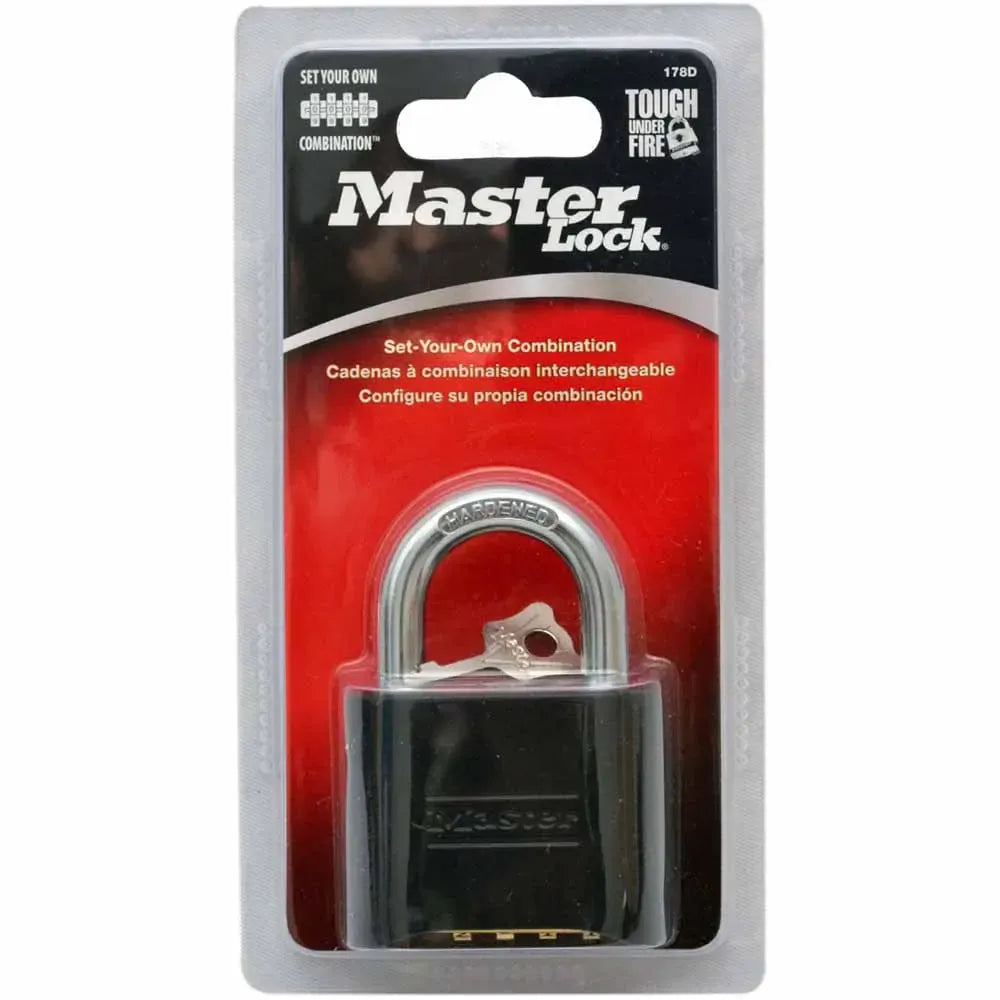 Master Lock 51mm Black Zinc Hardened Combination Padlock With 25mm Shackle 178DAU