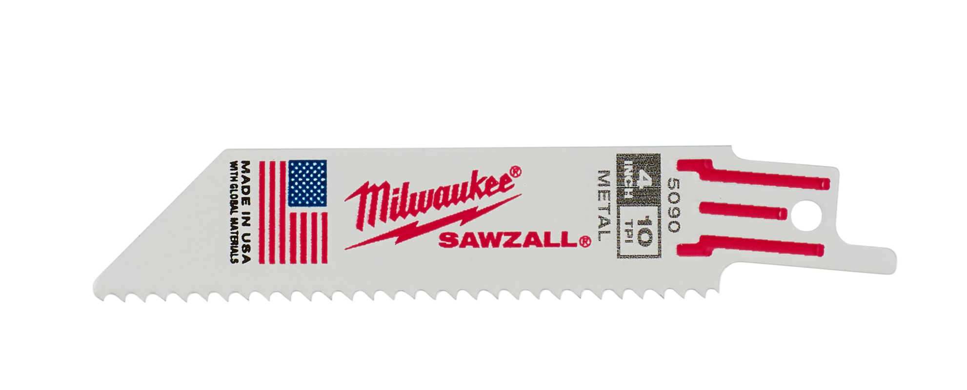 Milwaukee SAWZALL™ Thin Kerf Metal 100mm 3-15/16" 10TPI Blade 48005090 | 5 Pack