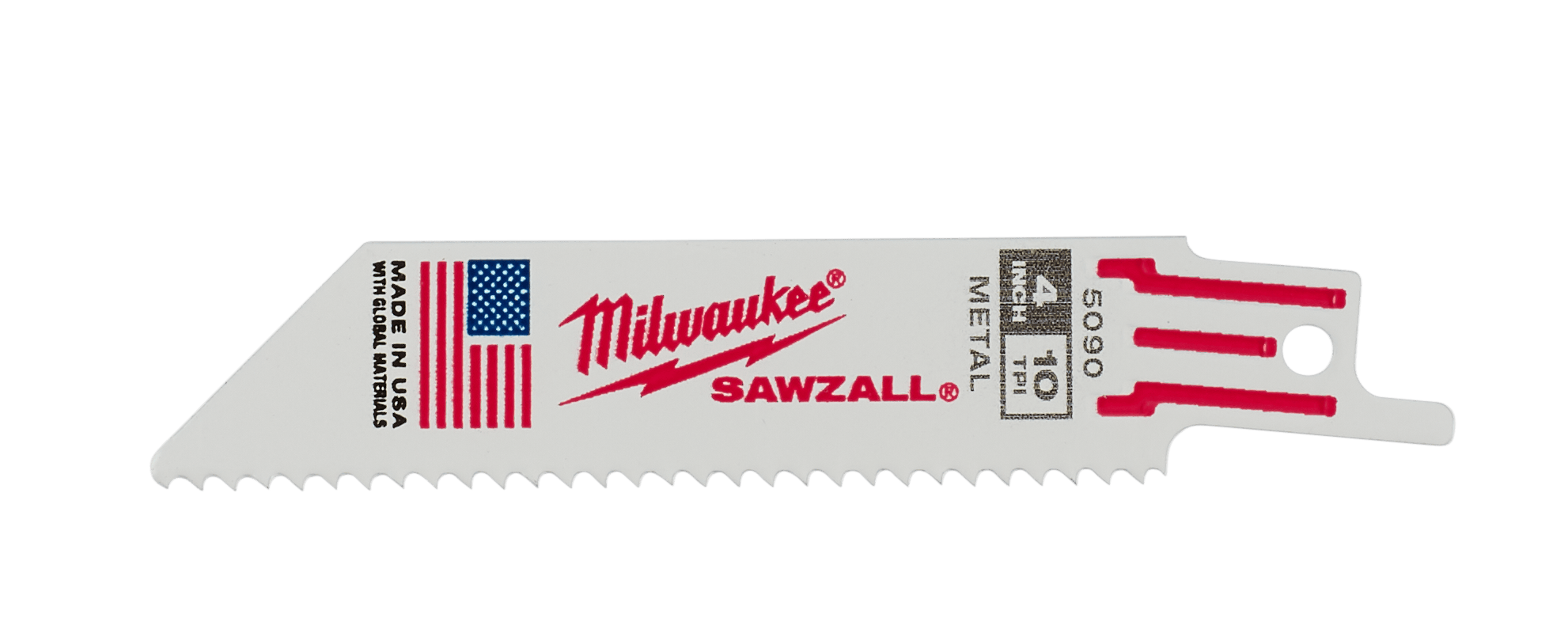 Milwaukee SAWZALL™ Thin Kerf Metal 100mm 3-15/16" 10TPI Blade 48005090 | 5 Pack