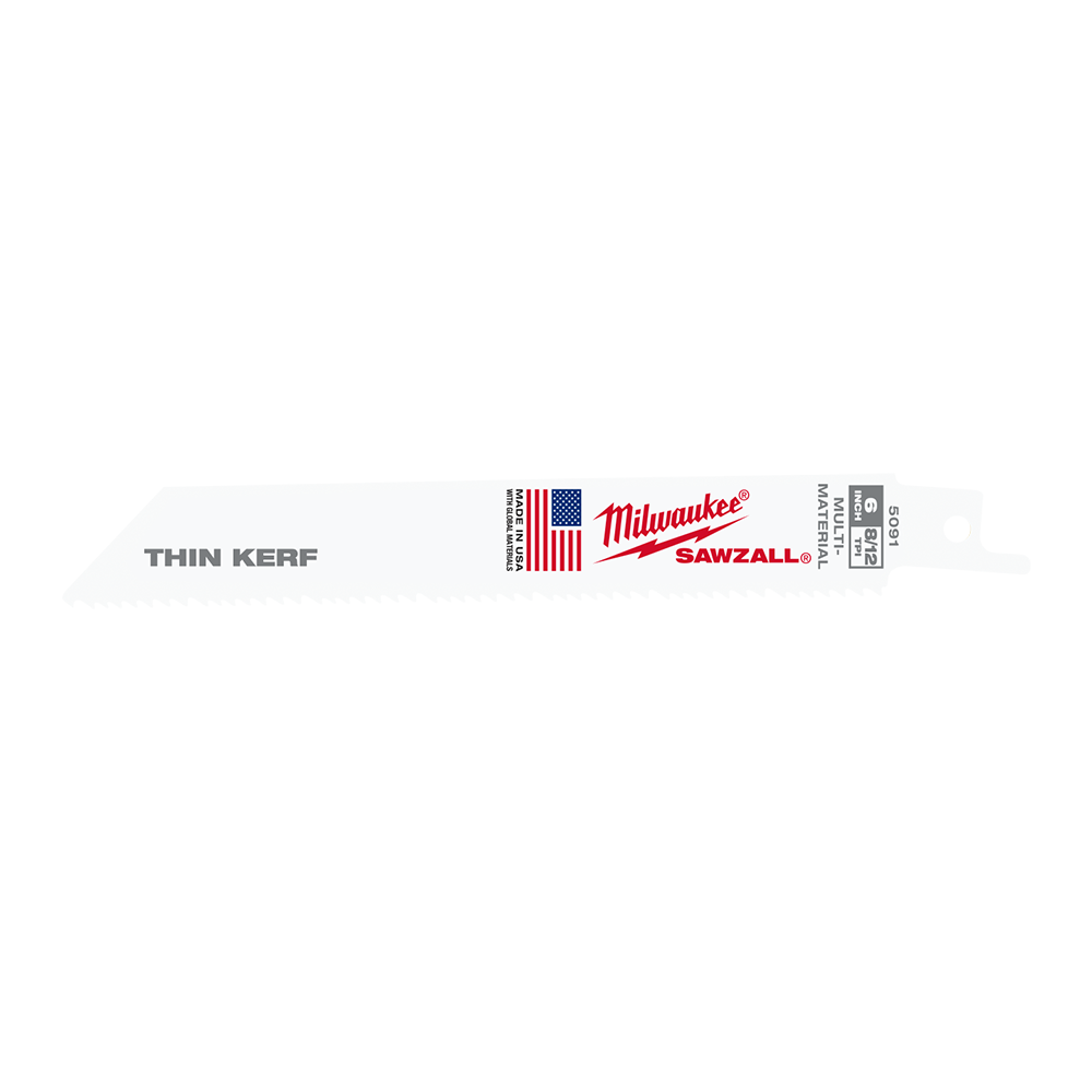 Milwaukee SAWZALL™ Thin Kerf Multi-Material 150mm 6" 8/12TPI Blade 48005091 | 5 Pack