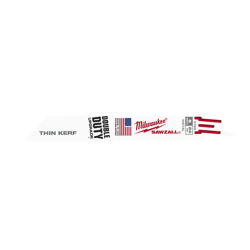 Milwaukee SAWZALL™ Thin Kerf Metal 150mm 6" 24TPI Blade 48005186 | 5 Pack