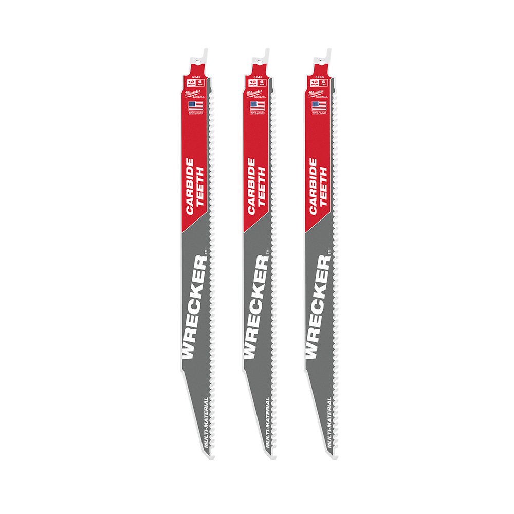 Milwaukee SAWZALL™ The WRECKER™ with Carbide Teeth Demolition 300mm 12" 6TPI Blades