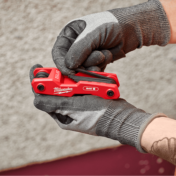 9Pce Sae Folding HEX Key Set - 48222181 by Milwaukee