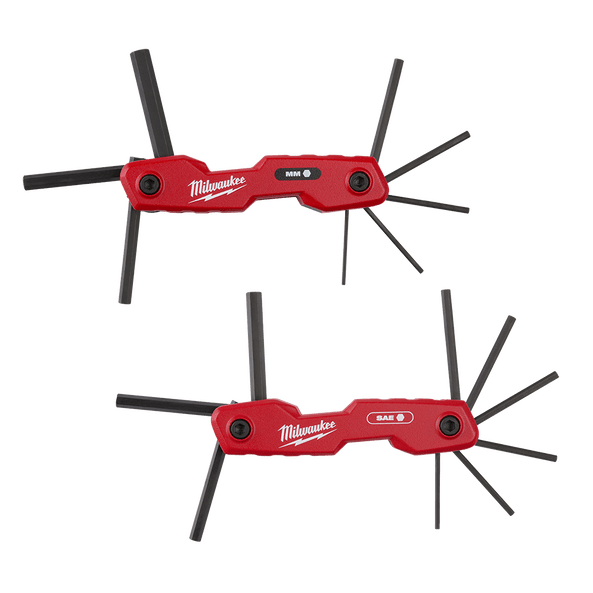17Pce Metric/Sae Folding HEX Key Set - 48222183 by Milwaukee
