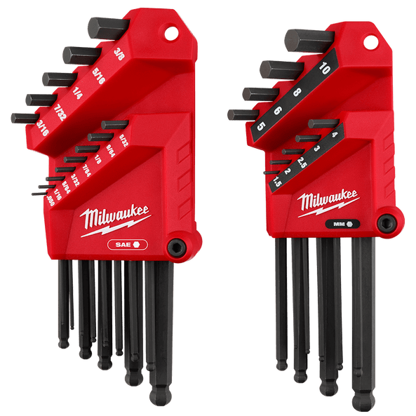 Milwaukee 22Pce SAE/Metric L-Style with Ball End Hex Key Set 48222187