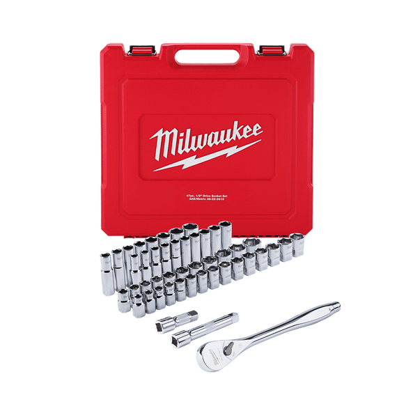 47pce 1/2" Drive Metric & SAE Socket Set 48229010 by Milwaukee
