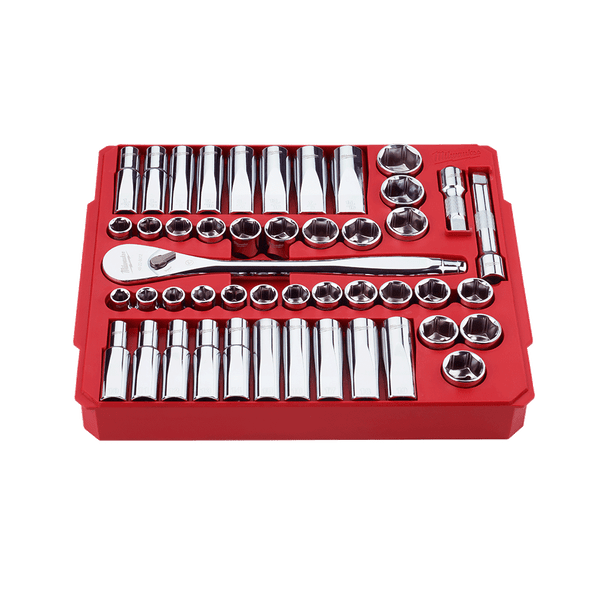 47pce 1/2" Drive Metric & SAE Socket Set 48229010 by Milwaukee
