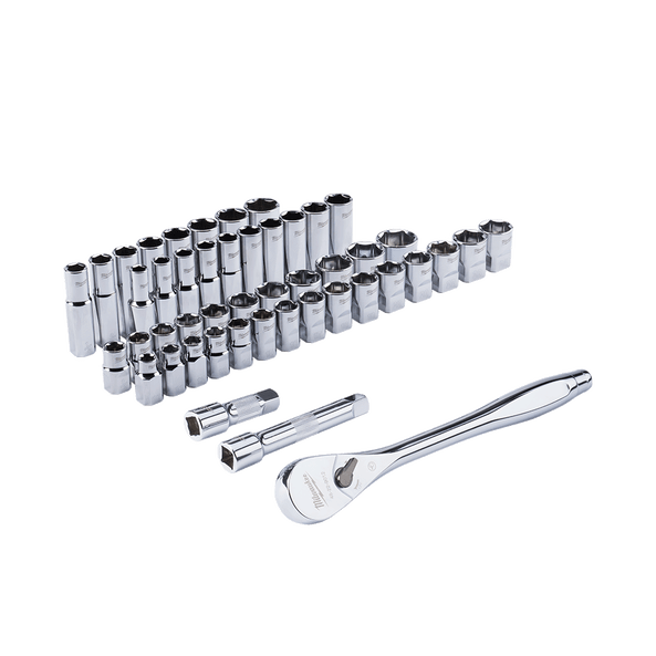 47pce 1/2" Drive Metric & SAE Socket Set 48229010 by Milwaukee