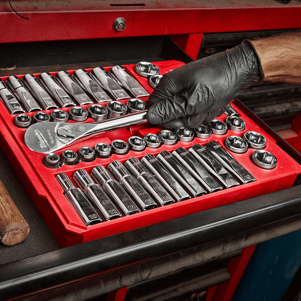 47pce 1/2" Drive Metric & SAE Socket Set 48229010 by Milwaukee