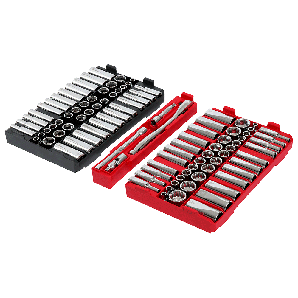 Milwaukee PACKOUT™ 98Pce SAE & Metric 3/8" Drive 6PT & 12PT Ratchet Socket Set 48229285