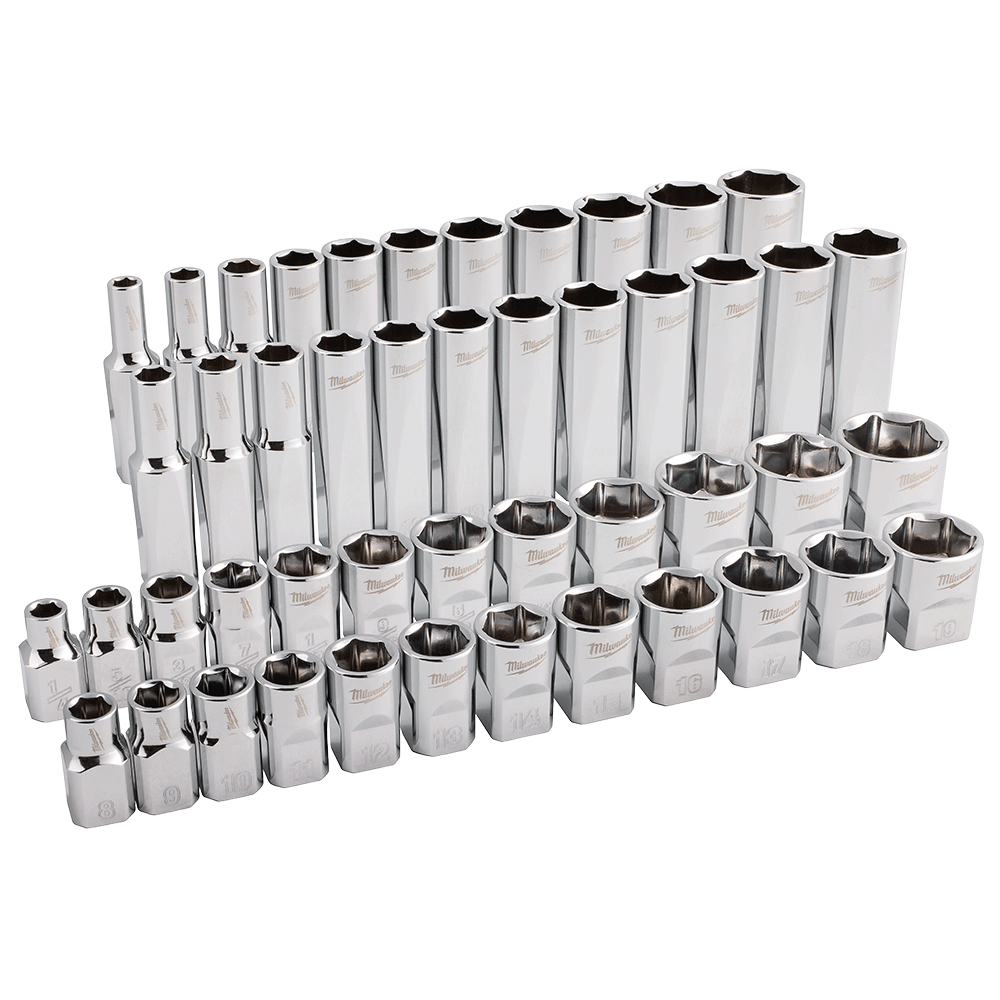 Milwaukee PACKOUT™ 98Pce SAE & Metric 3/8" Drive 6PT & 12PT Ratchet Socket Set 48229285