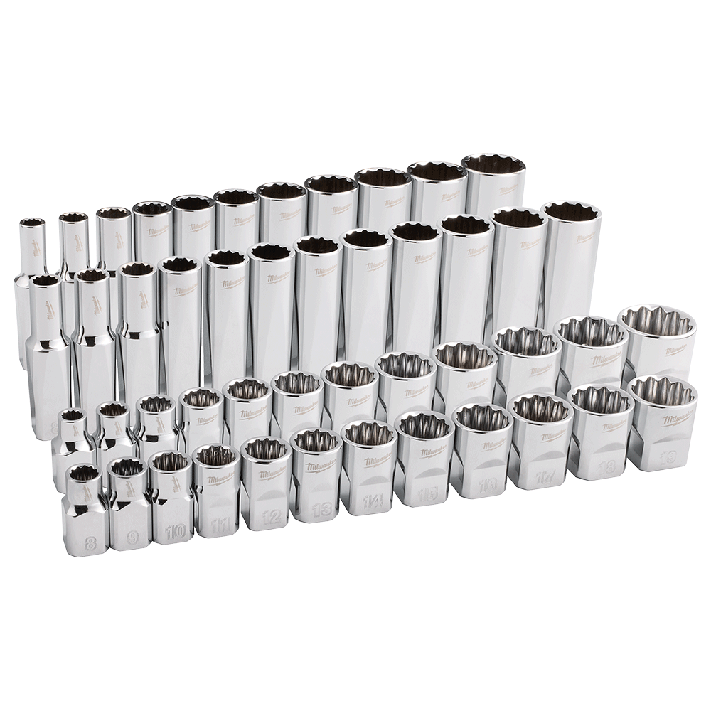 Milwaukee PACKOUT™ 98Pce SAE & Metric 3/8" Drive 6PT & 12PT Ratchet Socket Set 48229285
