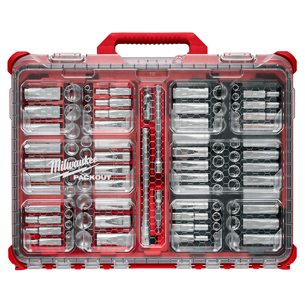 Milwaukee PACKOUT™ 98Pce SAE & Metric 3/8" Drive 6PT & 12PT Ratchet Socket Set 48229285