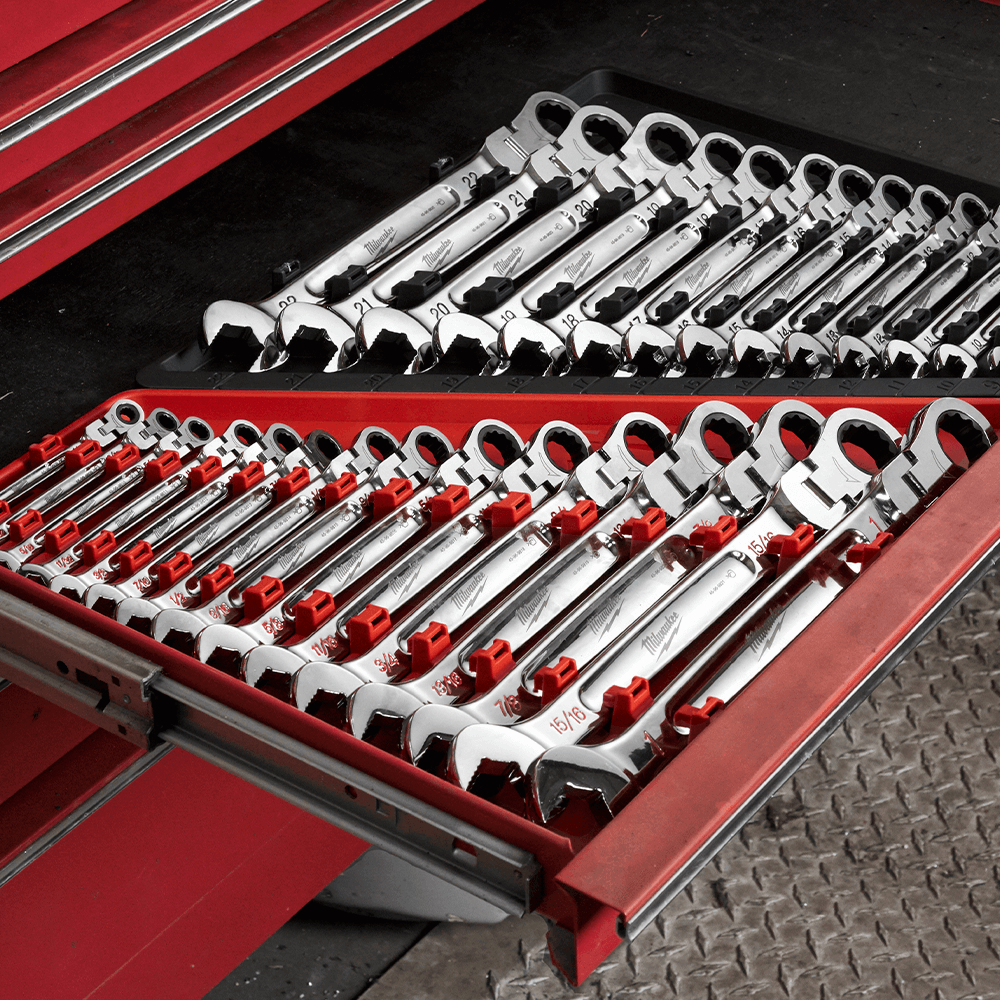 Milwaukee 15Pce SAE Flex Head Ratcheting Combination Wrench Set 48229413