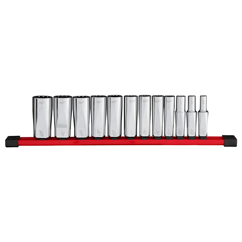 Milwaukee 12Pce 3/8" Drive 12Pt SAE Deep Socket Set 48229421