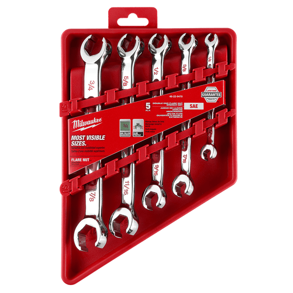 5Pce SAE Double End Flare Nut Wrench Set 48229470 by Milwaukee