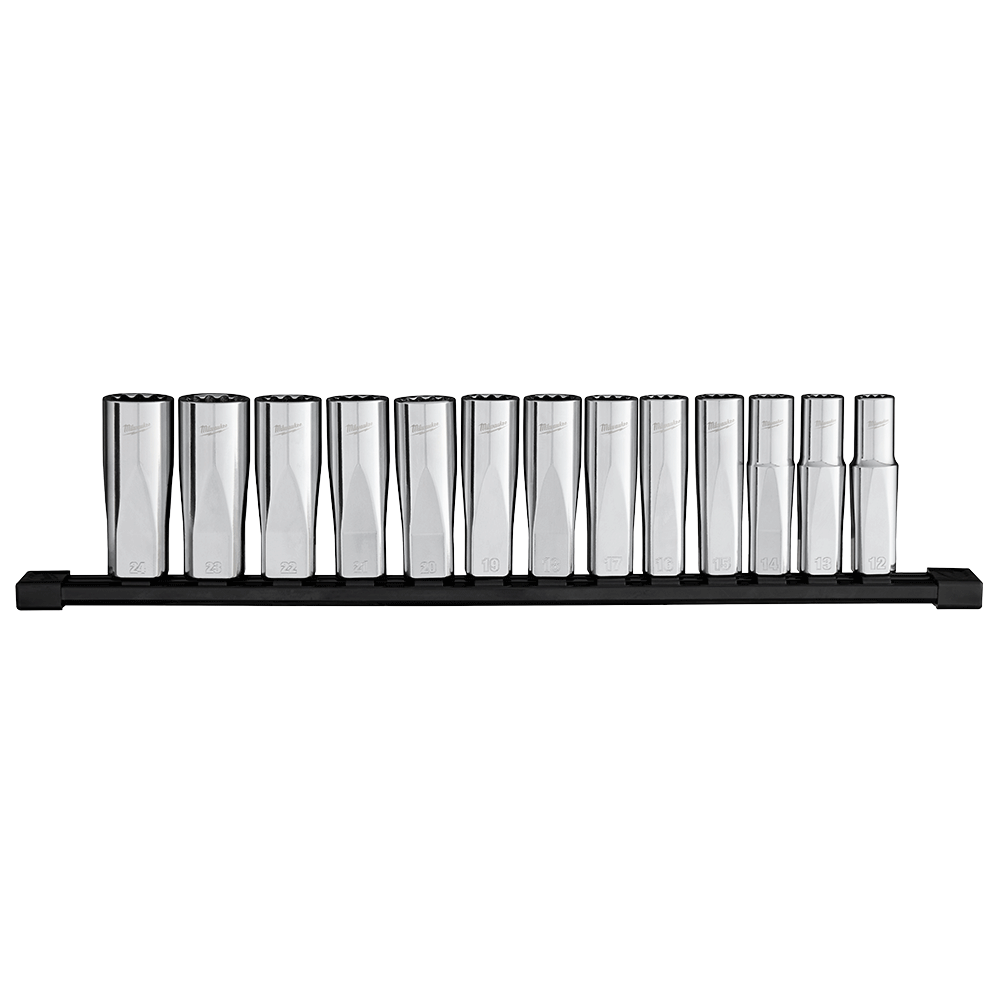 Milwaukee 13Pce 1/2" Drive 12Pt Metric Deep Socket Set 48229524