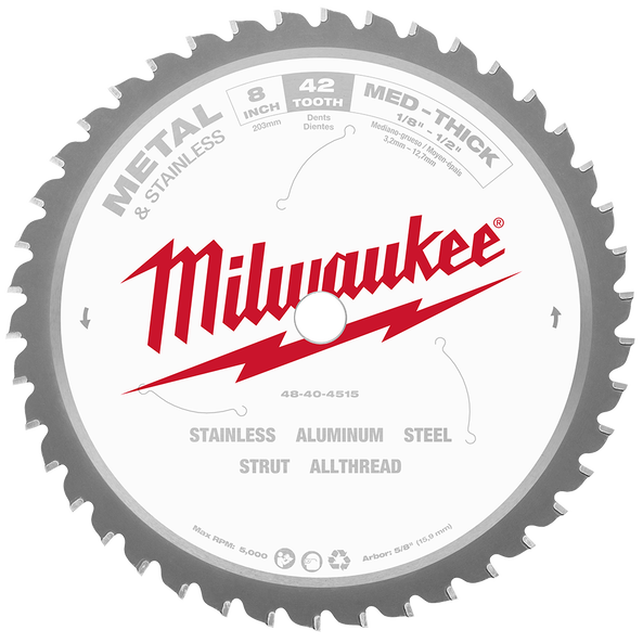203mm (8") 42T Metal & Stainless Circular Saw Blade 48404515 by Milwaukee