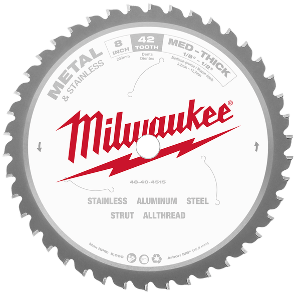 203mm (8") 42T Metal & Stainless Circular Saw Blade 48404515 by Milwaukee