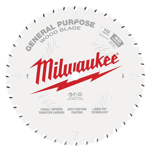 Milwaukee 254mm (10") 40T Wood Circular Saw Blade General Purpose 48408024