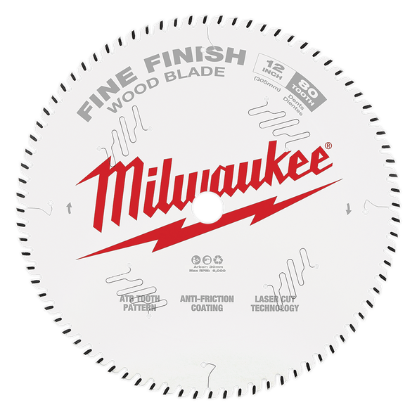 Milwaukee 305mm (12") 80T Wood Circular Saw Blade Fine Finish 48408224