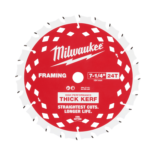 Milwaukee 184mm (7-1/4") 24T Thick Kerf Wood Circular Saw Blade Framing 48408740