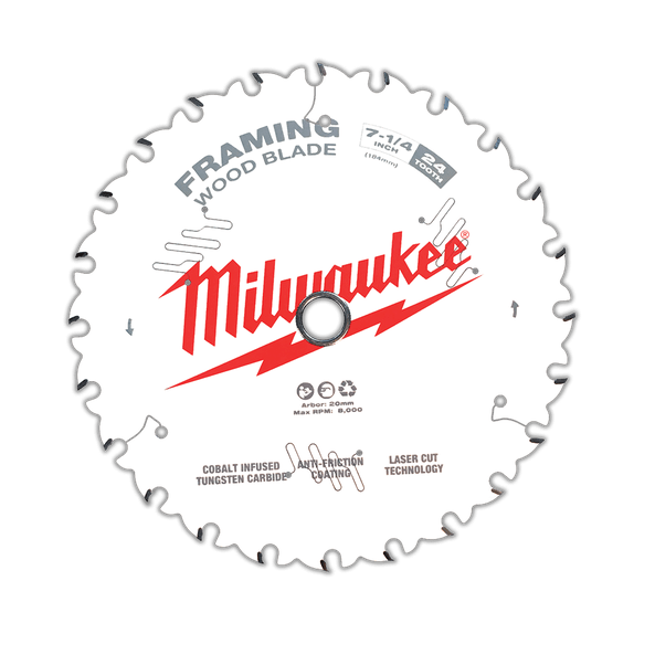184mm (7-1/4") x 20mm x 24T Circular Saw Blade suit Framing (25Pce Contractor Box) 48401728 by Milwaukee