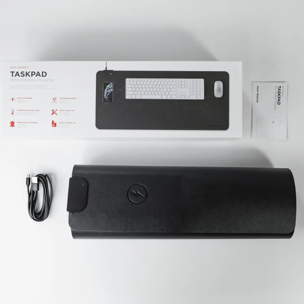 KeySmart TaskPad Wireless Charging Desk Pad Black