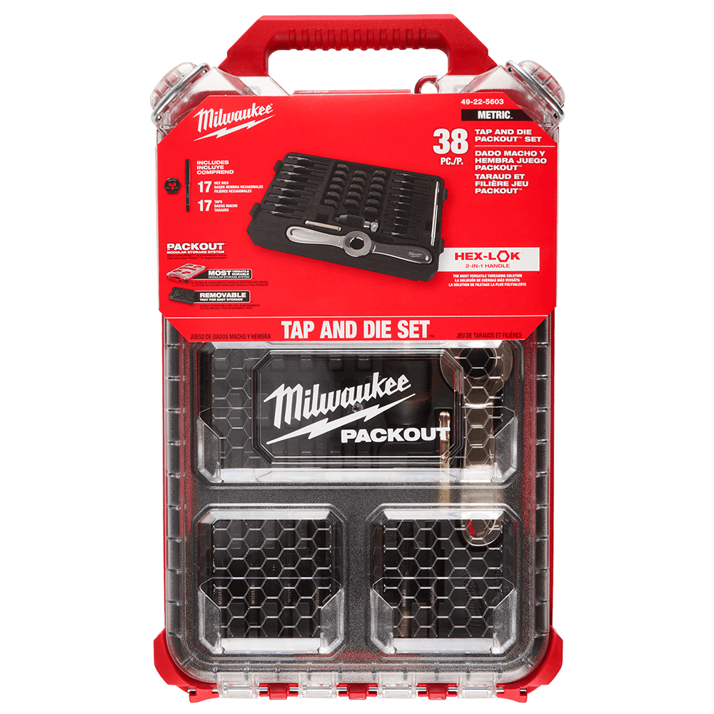 Milwaukee 38PC PACKOUT™ High Carbon Steel Metric Tap and Die Set 49225603