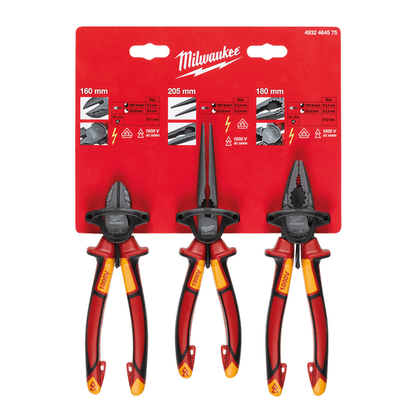 Milwaukee 3Pce Combination VDE Pliers Set 4932464575