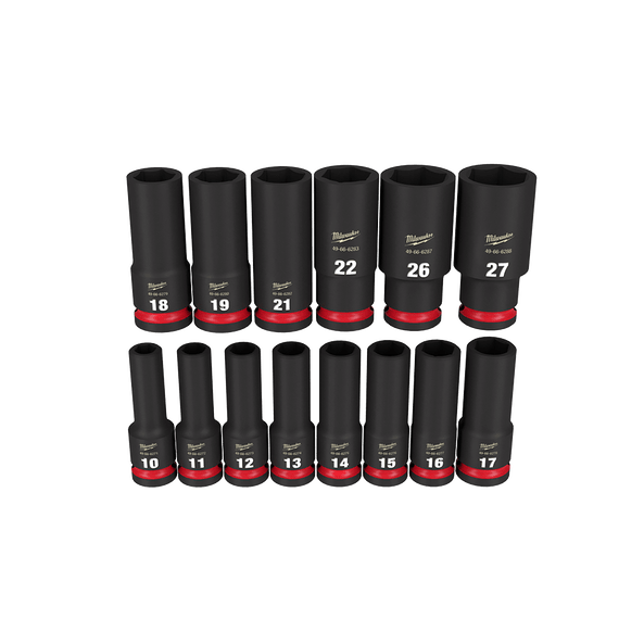 SHOCKWAVE™ 1/2" Drive 14Pce Metric Deep 6 Point Impact Socket Set 49667014 by Milwaukee