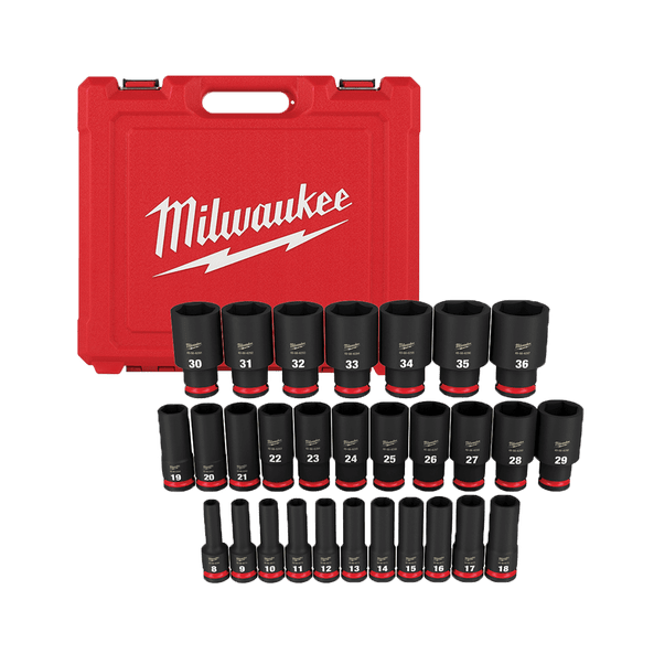 1/2" Drive Deep Impact Socket Set 6 Point 29Pce SHOCKWAVE™ 49667015 by MiIlwaukee