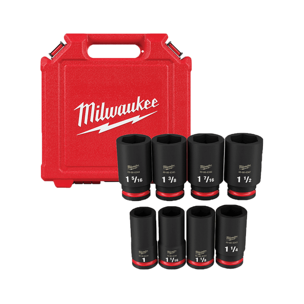SHOCKWAVE™ 3/4" Drive 8Pce SAE Deep 6 Point Impact Socket Set 49667018 by Milwaukee