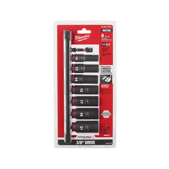 SHOCKWAVE™ 3/8" Drive 8Pce Metric Deep 6 Point Impact Socket Set 49667021 by Milwaukee