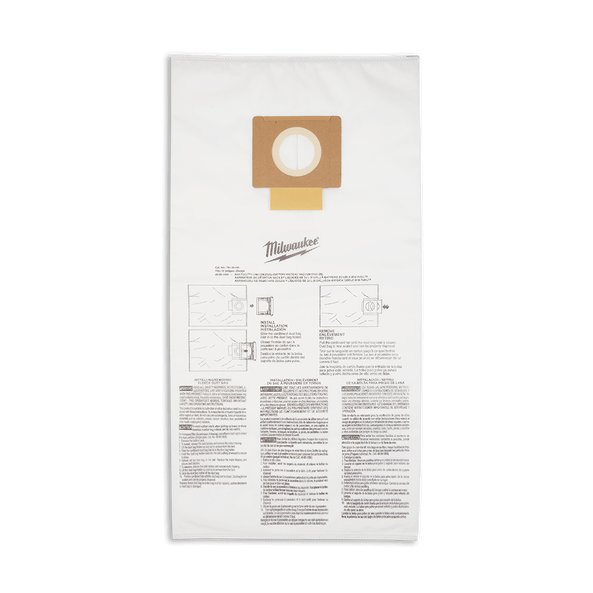 Milwaukee 5Pce 34L Wet / Dry Vac Fleece Bags suit M18FVC34L0 49901989