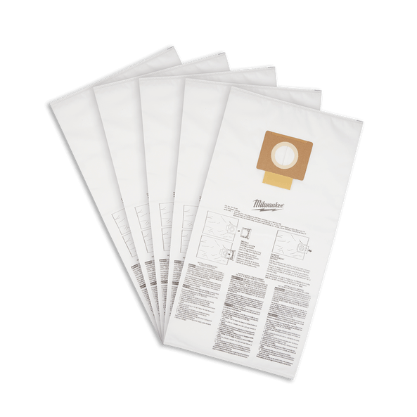 Milwaukee 5Pce 34L Wet / Dry Vac Fleece Bags suit M18FVC34L0 49901989