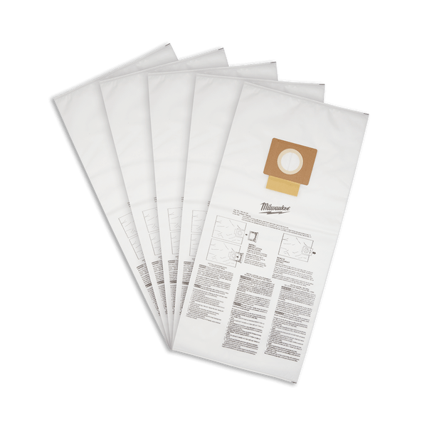 Milwaukee 5Pce 45L Wet / Dry Vac Fleece Bags suit M18FVC45L0 49901999