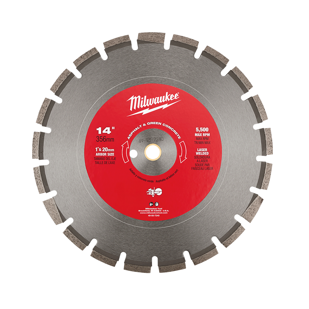 Milwaukee 350mm (14”) Diamond Asphalt & Green Concrete Segmented Blade 49937240