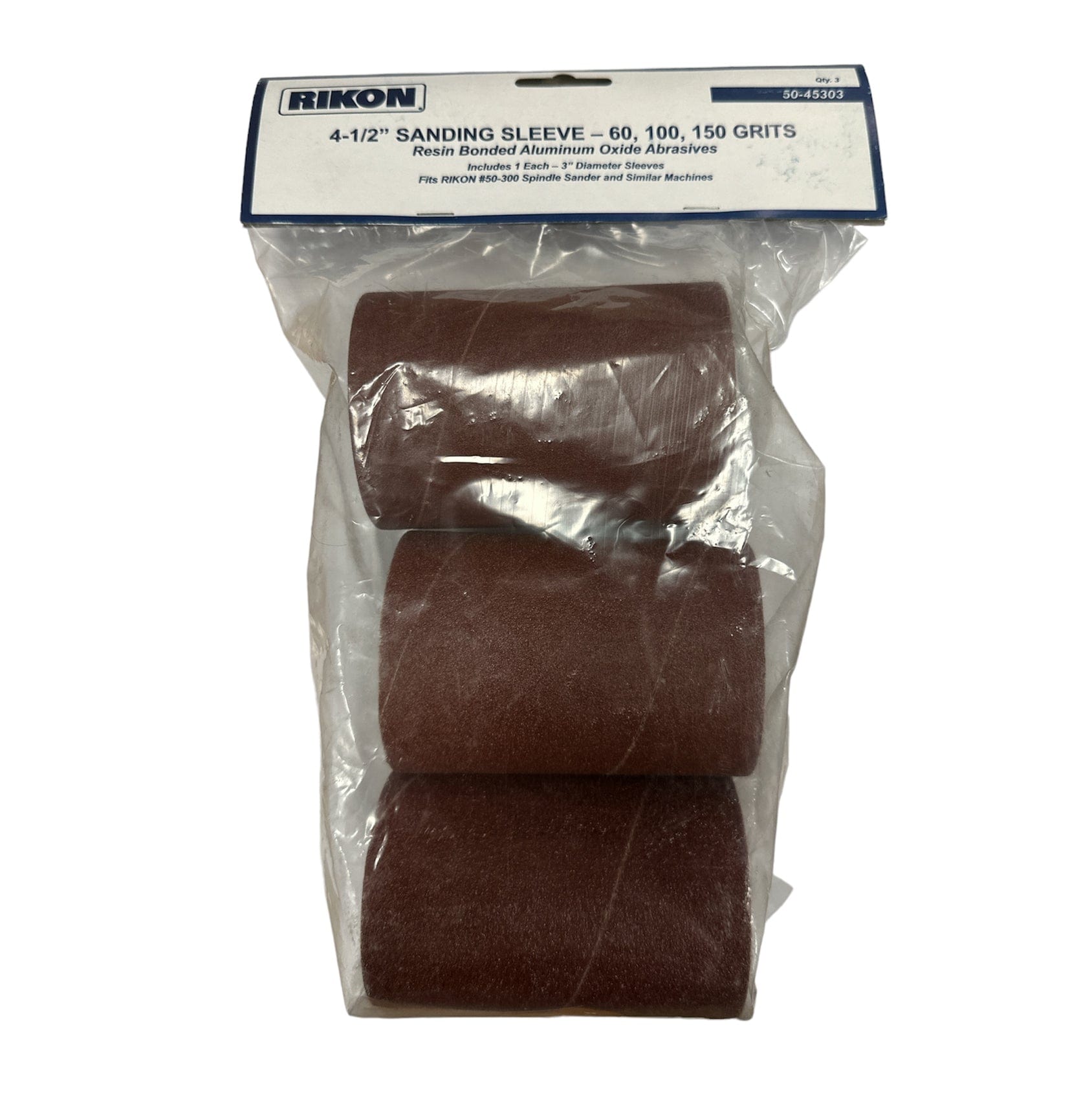 75mm (3") x 115mm (4-1/2") Assorted Grit Sanding Sleeve Pack (3Pce) 50-45303 by Rikon