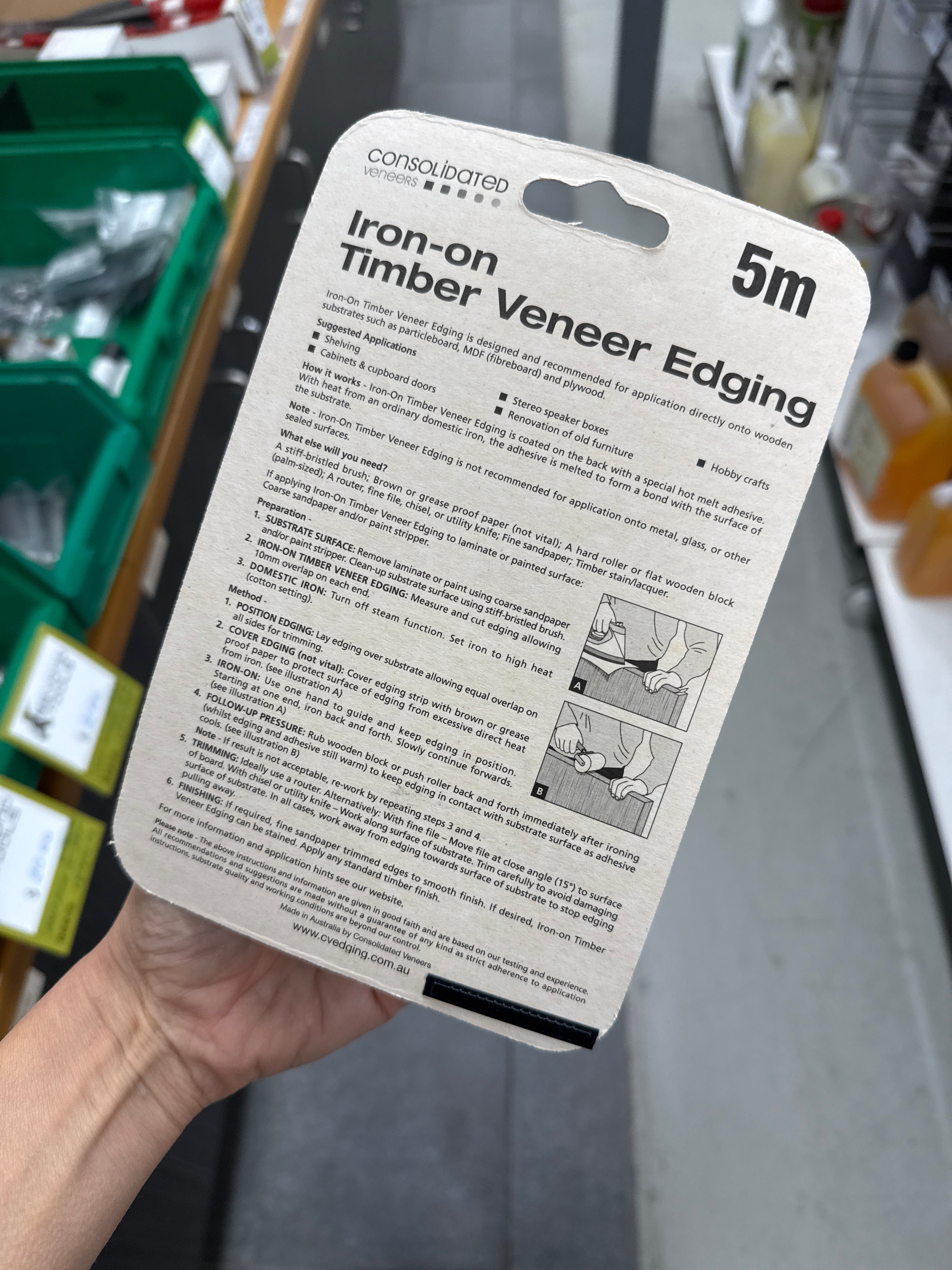 Consolidated Veneers 5m x 22mm x 0.4mm Pre-Glued (Iron-on) (Hang Sell Pack) American Red Cedar Timber Veneer