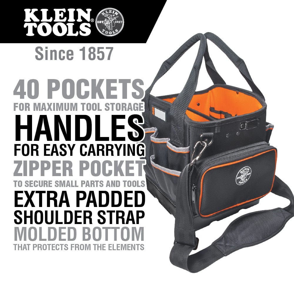 26cm 40 Pockets Tool Bag, Tradesman Pro™ Tool Tote 5541610-14 by Klein